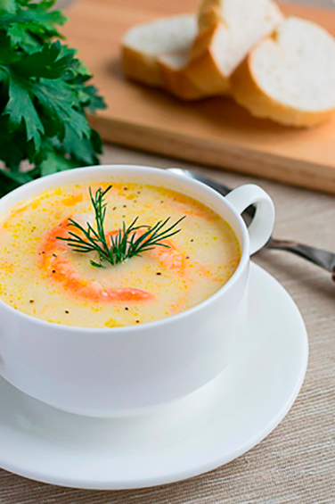 Сырный суп с креветками